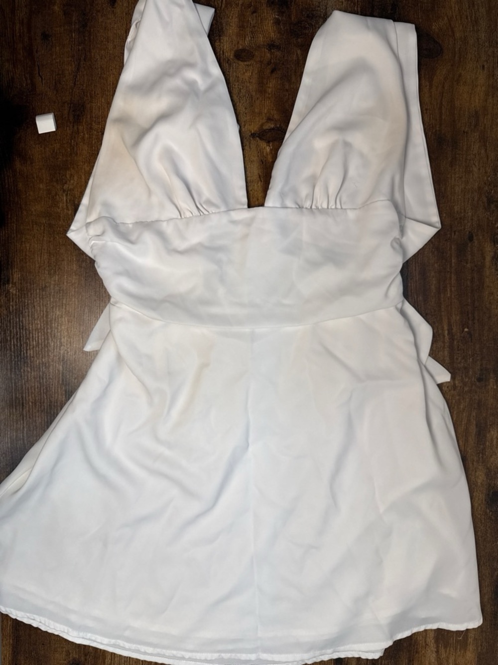 White V-Neck Women's Dress